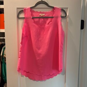 Mine Pink Sleeveless Top with Scalloped Hem